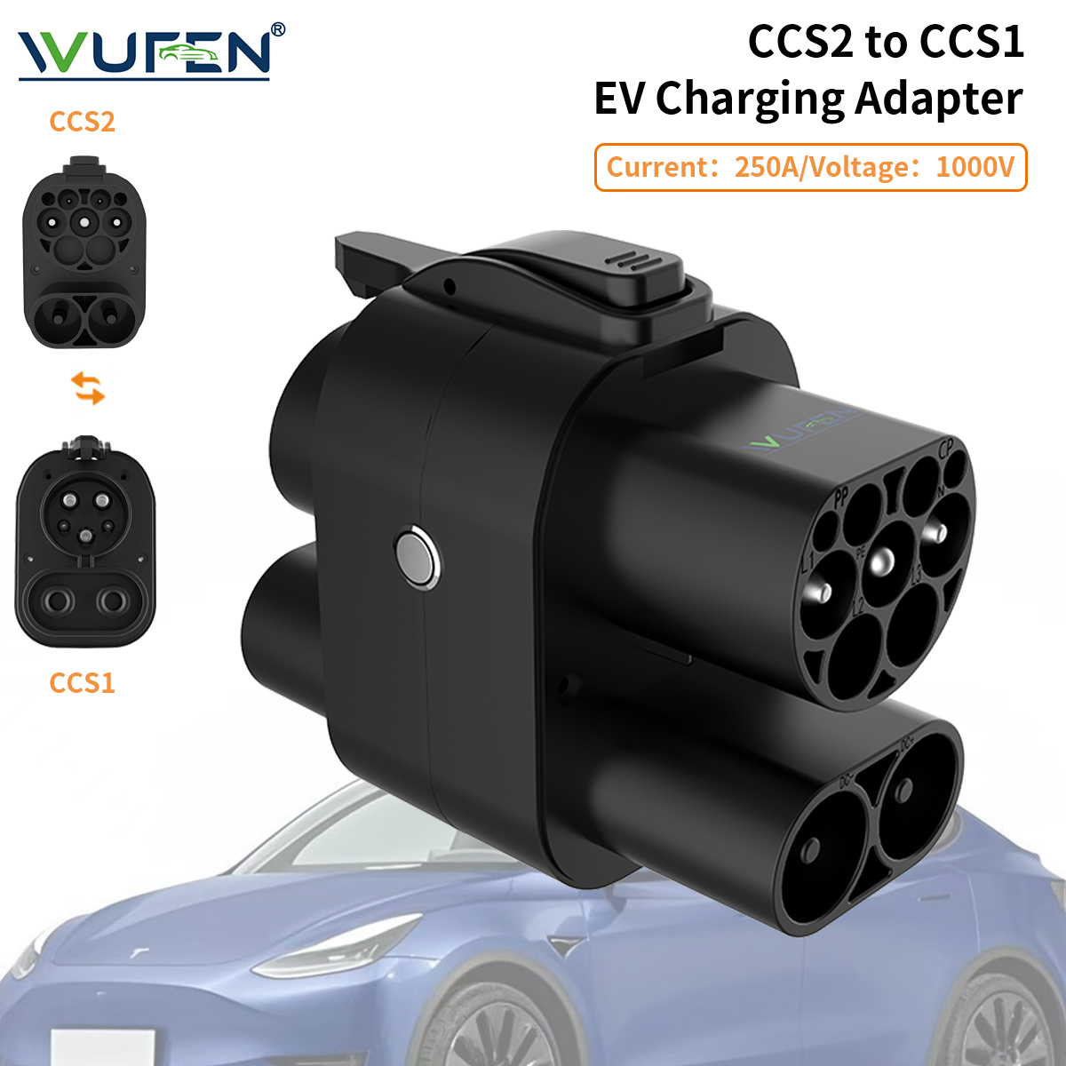 Adaptor WUFEN CCS2 Ke CCS1 AC  - Ccs2 To Ccs1 Fast Charge Adapter 250Kw ulasan dan harga